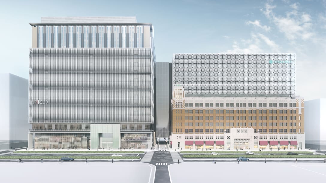 外観正面パース(左:心斎橋PARCO/右:大丸心斎橋店新本館) Image by パルコ