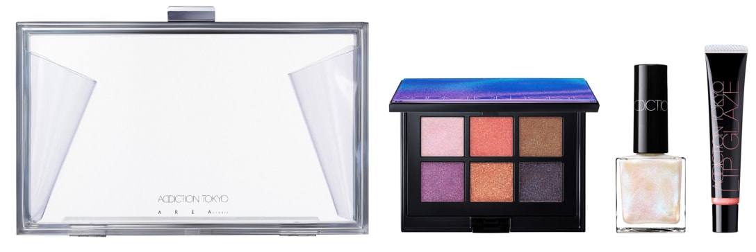 「ホリデー アディクション "イリディセント ユーフォリア"」(8000円)(左から)CLUTCH BAG、EYESHADOW PALETTE L(101 IRIDESCENT EUPHORIA)、THE NAIL POLISH L(101SP Splendor)、LIP GLAZE L(101 Gilded Talk)
