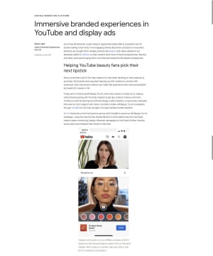 YouTubeがコスメをARで体験できる新機能「AR Beauty Try-On」追加へ、動画視聴からそのまま購入可能