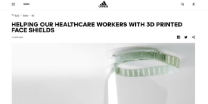 アディダスが3Dプリンターでフェイスシールドを製造、高機能シューズと同素材を使用