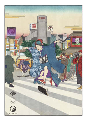 着物屋「かぷき」、イラストレーターNAGAが描いた「江戸美人スケーター」などを展示販売