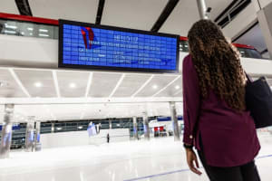 空港に行くと自分専用の電光掲示板、デルタ航空の取り組みが近未来的