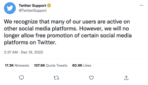 Twitterが競合他社のリンクを禁止に、Instagramなど7社が対象
